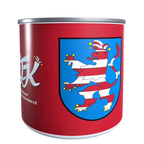 Emailletasse | Wappen | rot - Landesverband Thüringer Karnevalvereine