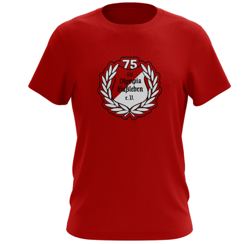T-Shirt | 75 Jahre Traditionslogo | rot - SV Olympia Haßleben