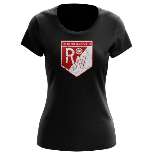 T-Shirt für Damen | Distressed Logo | schwarz - Erfurter Tennisclub Rot-Weiss