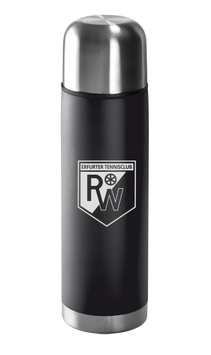 Isolierflasche | Edelstahl | matt | schwarz | 500ml | Erfurter Tennisclub Rot-Weiß