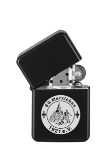 Feuerzeug | Benzin | matt schwarz | nachfüllbar | Logo | SG Merxleben 1921