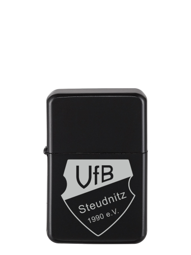 Feuerzeug | Benzin | matt schwarz | nachfüllbar | Logo | VfB Steudnitz 1990 e.V.