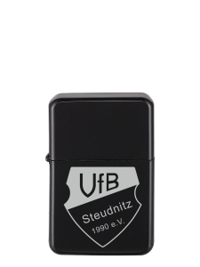 Feuerzeug | Benzin | matt schwarz | nachfüllbar | Logo | VfB Steudnitz 1990 e.V.