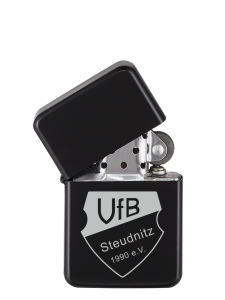 Feuerzeug | Benzin | matt schwarz | nachfüllbar | Logo | VfB Steudnitz 1990 e.V.