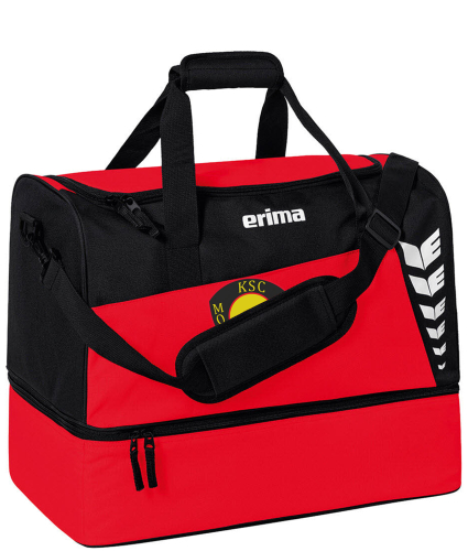 Sporttasche mit Bodenfach | Erima Six Wings | rot/schwarz | KSC Motor Jena e.V.