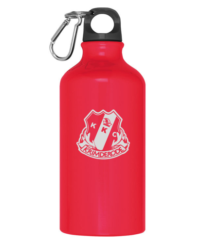 Aluminium Trinkflasche mit Karabiner | rot, 500ml Logo | Krimderöder Karneval Club