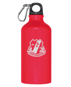 Aluminium Trinkflasche mit Karabiner | rot, 500ml Logo | Krimderöder Karneval Club