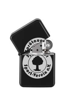 Feuerzeug | Benzin | matt schwarz | nachfüllbar | Logo | Sprötauer SV