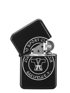 Feuerzeug | Benzin | matt schwarz | nachfüllbar | Logo | JSC Saalfeld