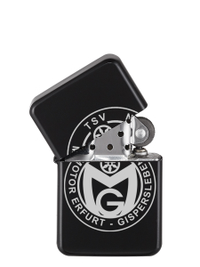 Feuerzeug | Benzin | matt schwarz | nachfüllbar | Logo | TSV Motor Gispersleben