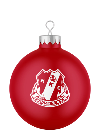 Weihnachtsbaumkugel | matt rot | Logo | Krimderöder...