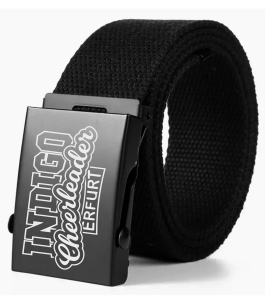 Gürtel | Stoff | Metallschließe | schwarz | Logo | Indigo Cheerleader