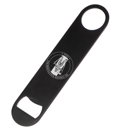 Flaschenöffner | XXL | Edelstahl | matt schwarz |  Logo | SG Union Rastenberg
