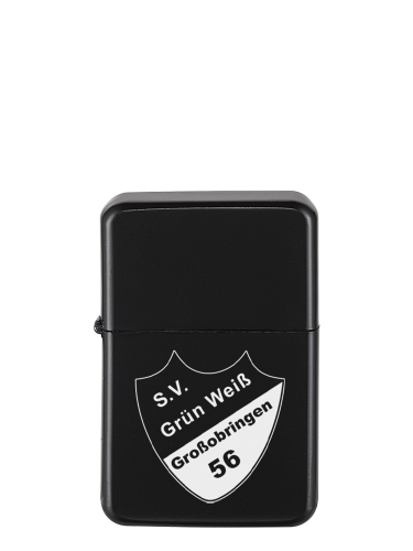 Feuerzeug | Benzin | matt schwarz | nachfüllbar | Logo | SV Grün Weiß 56 Großobringen e.V.