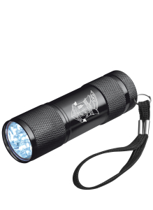 LED Taschenlampe | Aluminium | schwarz | Logo | Görsbacher Karnevalsverein