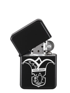 Feuerzeug | Benzin | matt schwarz | nachfüllbar | Logo | Kannawurfer Karnevalverein e.V.