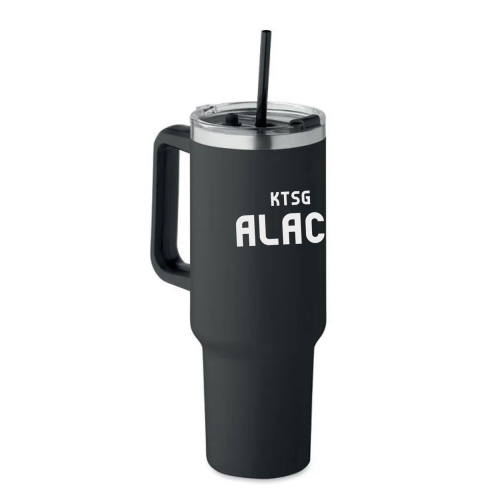 Trinkbecher mit Henkel | 1,2 L schwarz | Edelstahl | KTSG Alach e.V.