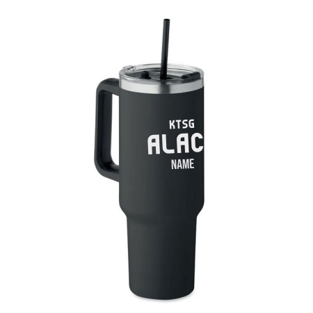 Trinkbecher mit Henkel | 1,2 L schwarz | Edelstahl | KTSG Alach e.V.