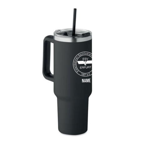 Trinkbecher mit Henkel | 1,2 L schwarz | Edelstahl | ESV Lokomotive Erfurt 1927 e.V.
