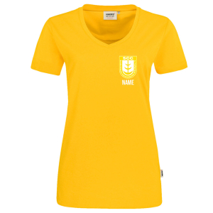 T-Shirt für Damen | Hakro V-Shirt Mikraliner | gelb | SCC Gelb-Weiß Stockhausen e.V.