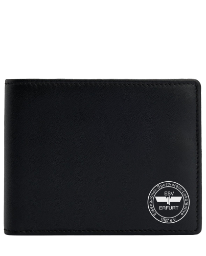 Ledergeldbörse schwarz quer | dezent | ESV Lokomotive Erfurt 1927 e.V.