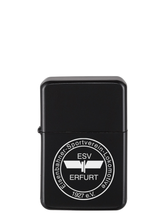 Feuerzeug | Benzin | matt schwarz | nachfüllbar | Logo | ESV Lokomotive Erfurt e.V.