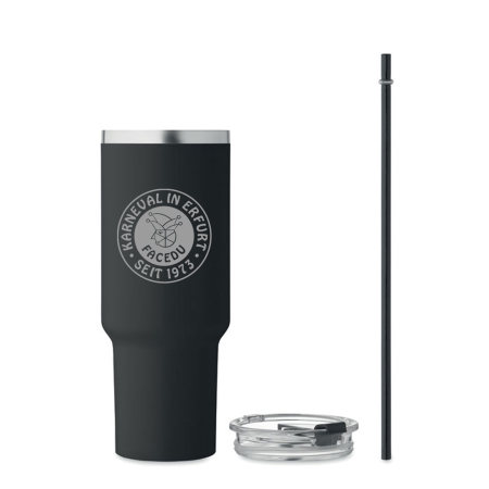 Trinkbecher mit Henkel | 1,2 L schwarz | Edelstahl | KV...