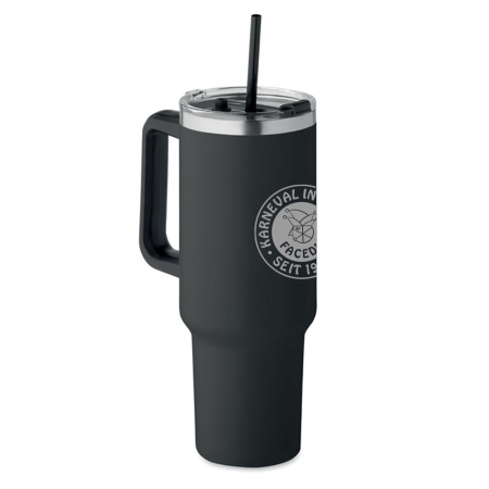 Trinkbecher mit Henkel | 1,2 L schwarz | Edelstahl | KV...