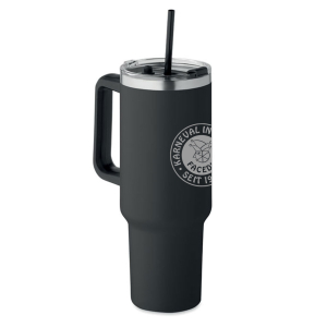Trinkbecher mit Henkel | 1,2 L schwarz | Edelstahl | KV Facedu e.V.