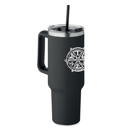 Trinkbecher mit Henkel | 1,2 L schwarz | Edelstahl | MTV...