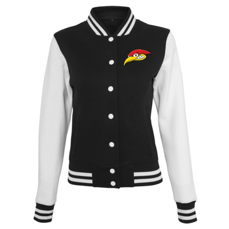 College Sweatjacke Woodys | Damen | schwarz-weiß | Woodpeckers e.V.