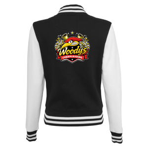 College Sweatjacke Woodys | Damen | schwarz-weiß | Woodpeckers e.V. | Cheers