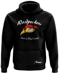 Hoodie Unisex/Kinder | Build your Brand | Logo | schwarz | Woodpeckers e.V.