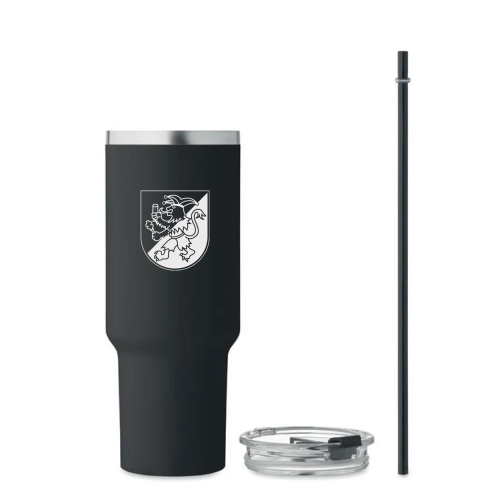 Trinkbecher mit Henkel | 1,2 L schwarz | Edelstahl | Bebraer Carnevalsverein Blau-Weiß Beberanien e.V.