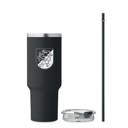 Trinkbecher mit Henkel | 1,2 L schwarz | Edelstahl | Bebraer Carnevalsverein Blau-Weiß Beberanien e.V.