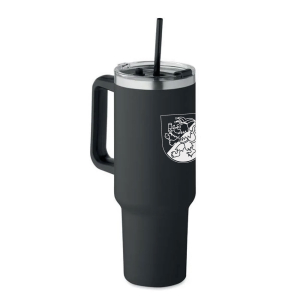 Trinkbecher mit Henkel | 1,2 L schwarz | Edelstahl | Bebraer Carnevalsverein Blau-Weiß Beberanien e.V.
