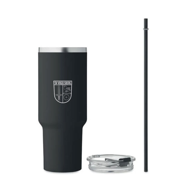 Trinkbecher mit Henkel | 1,2 L schwarz | Edelstahl | SV Vogelsberg