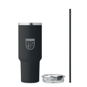 Trinkbecher mit Henkel | 1,2 L schwarz | Edelstahl | SV...