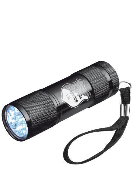 LED Taschenlampe | Aluminium | schwarz | Logo | SV Olympia Haßleben