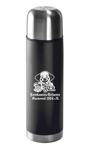 Isolierflasche | Edelstahl | matt | schwarz | 500ml | Festkomitee Erfurter Karneval 1954 e.V.