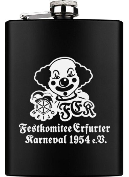 Flachmann | schwarz | Logo | Festkomitee Erfurter Karneval 1954 e.V.